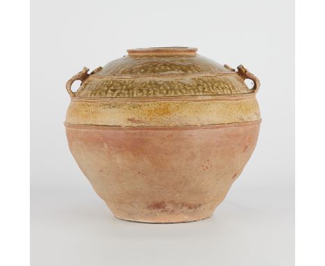 Chinese Han dynasty Proto-Yue stoneware vessel. Possibly a mingqi mortuary (funerary) or spirit object, or storage vessel. Of