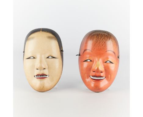 Bidou Yamaguchi (born Yamaguchi Hiroki) (Japanese, b. 1970). Two masks including one Ko-omote "small face" Noh mask and one r