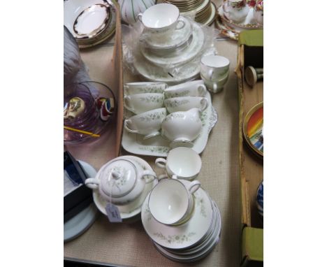 A Wedgwood bone china part dinner and tea service, 52 pieces including serving dish, Westbury pattern, R4410, near-excellent