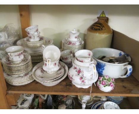 A Royal Albert bone china dinner and tea service, Lavender Rose, 64 pieces including teapot, also to include two other cerami