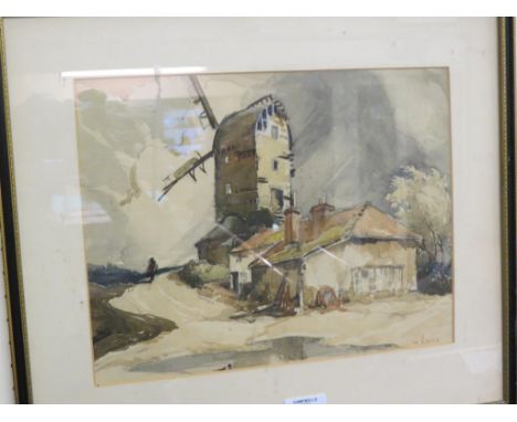 William Hyams - watercolour sketch of Ditchling Mill, signed, 10 x 13in.
