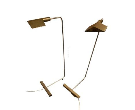 A pair of modern bronze effect and stainless steel adjustable floor lamps, 94cmH 