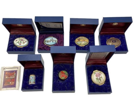 A collection of seven Halcyon days enamel boxes all with presentation cases and certificates. 