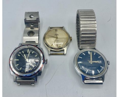 Three vintage watches. Hudson, Smiths and Timex. 
