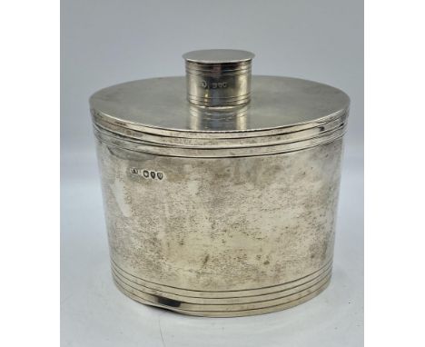 A sterling silver tea caddy by Charles Boynton, London, 1881. 380g. 14cm(h) 