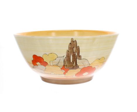 Clarice Cliff Bizarre 'Capri' circular bowl, printed back stamp, 8" diameter