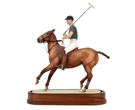 Royal Worcester - figure of H.R.H The Duke of Edinburgh, modelled on horseback playing polo, modelled by Doris Lindner, title