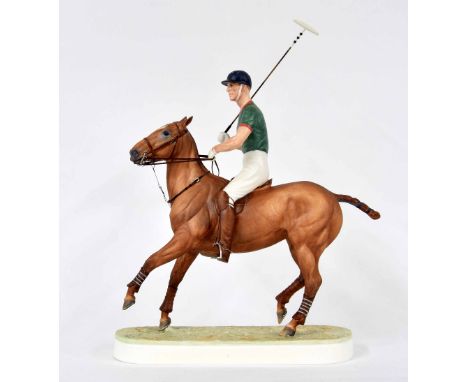 Royal Worcester - figure of H.R.H The Duke of Edinburgh, limited edition no. 505/750, modelled on horseback playing polo, mod