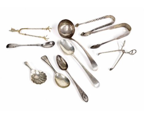 George III silver sauce ladle, maker Peter, Ann &amp; WIlliam Bateman, London 1802, 6.5" long; together with a Georgian sugar