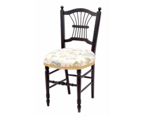 William Morris &amp; Company ebonised 'Rossetti' chair designed by Dante Gabriel Rossetti, the stick back over a later stuff-