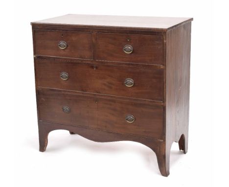 Victorian mahogany chest of drawers, the plain top over two short and two long graduated drawers, on a shaped frieze incorpor