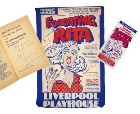 ‘EDUCATING RITA’, 1980 – 1983  – THEATRE POSTER, FLYER AND SIGNED PAPERBACK (3)An original theatre poster for the LiverpoolPl