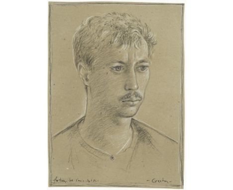 John Craxton R.A. (British, 1922-2009)Portrait of David 'Tivvy' Simpson signed '-Craxton-' (lower right), dedicated and dated