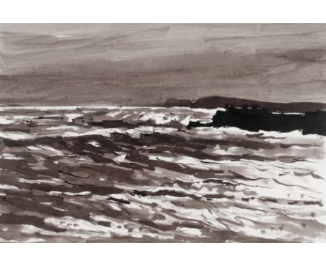 Sir Kyffin Williams R.A. (British, 1918-2006)Seascape signed with initials 'KW' (lower right)ink and wash on paper37.5 x 56cm