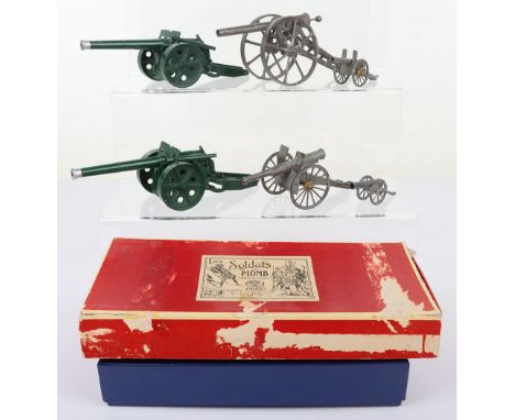 CBG Mignot two boxed mounted soldier sets, first set with two walking and one rearing horse with two soldiers and flag bearer