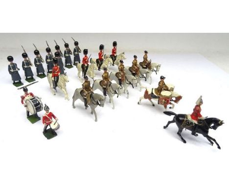 Britains Life Guards Director of Music Drum Horse and five State Trumpeters (one throat plum missing), set 32, Royal Scots Gr