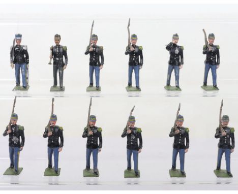 Britains PARIS OFFICE French Chasseurs a Pied a grande tenue marching at the slope with Officer and Bugler, light blue trouse