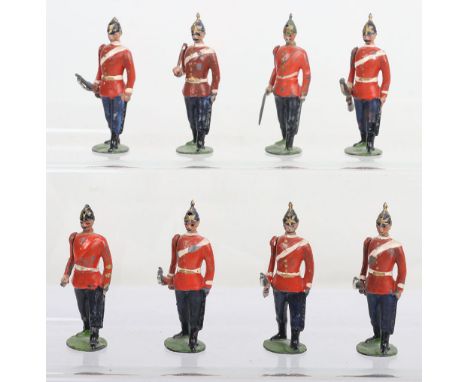 Britains set 76, Middlesex Regiment RARE FIRST VERSION 'wasp waisted' marching at the trail, white facings with Officer and P