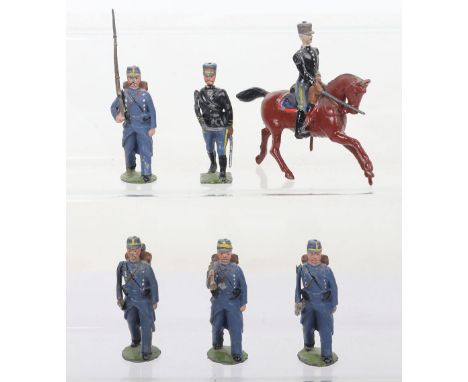 Britains PARIS OFFICE French Chasseurs a Pied with mounted Officer and Officer on foot, including some Chasseurs on oval base