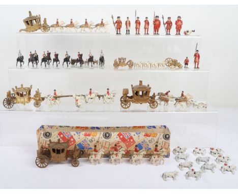 Coronation coaches, outriders and Beefeaters, boxed Crescent state coach (good to fair, box fair), two JoHillco Coronation co