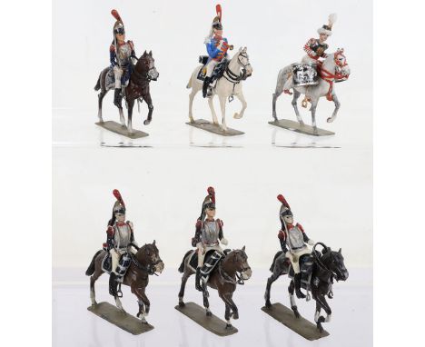 Lucotte Napoleonic First Empire Cuirassiers with Drum Horse, Officer and Trumpeter of the 1st Cuirassiers, troopers horses ri