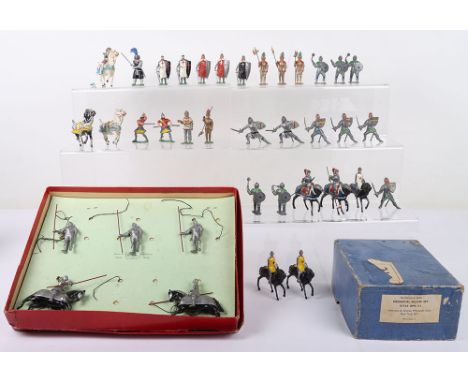 Lead Knights, Britains set 1307 16th Century Knights in Armour with only five figures (box fair), boxed Timpo Mordred, and a 