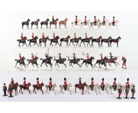 Britains various  Toysoldiers, Cavalry and figures, from set 32 ten 2nd Dragoons at the walk and Officer with sword, four Hus