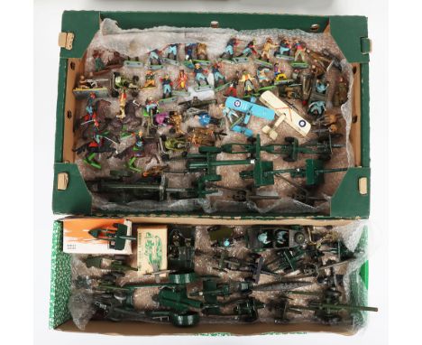 Collection of Britains guns, Bren Carriers, plastic Deetail and more, including a boxed Britains 1876 Bren Gun carrier with c