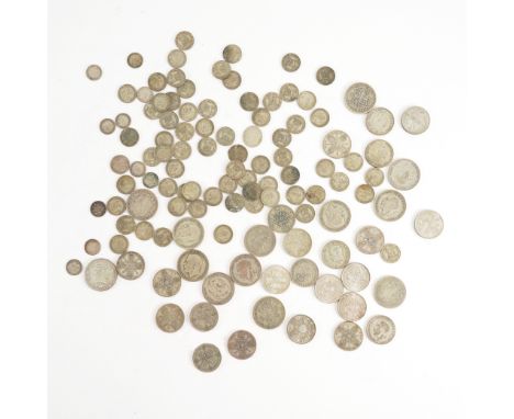 A COLLECTION OF BRITISH PRE-1947 SILVER COINAGEComprising; George V and George VI half crowns, florins, shillings, sixpences 
