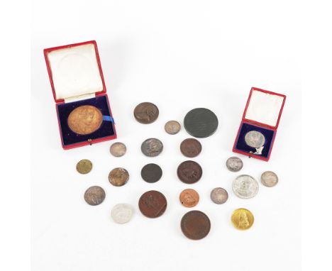 A GROUP OF MEDALLIONS (22)In silver and various base metals, to include, a silver medallion commemorating The Coronation of G