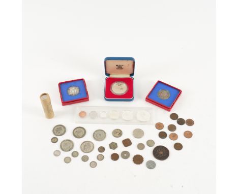 A COLLECTION OF BRITISH AND FOREIGN COINS (QTY)To include; a George II sixpence 1750, pre-decimal mostly pre-1947 and pre-192