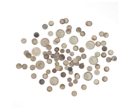 A GROUP OF BRITISH PRE-1920 SILVER COINSTo include nine George V half crowns, comprising; five 1915 and four 1916, Edward VII