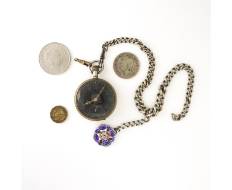 A FIRST WORLD WAR INTEREST SILVER AND ENAMELLED FOB MEDAL AND FIVE FURTHER ITEMS (6)The fob medal detailed Northern Command C