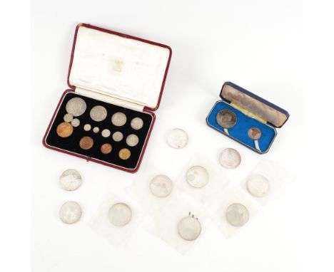 A 1937 CORONATION YEAR COMPOSITE SET OF COINS AND THREE FURTHER CASED SETS (4)The 1937 set including The Maundy issues, some 