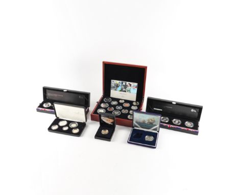 SIX ROYAL MINT PROOF SETS AND COINS (6)Comprising; a 2022 fourteen coin set detailed Making History 2022, a set of four five 