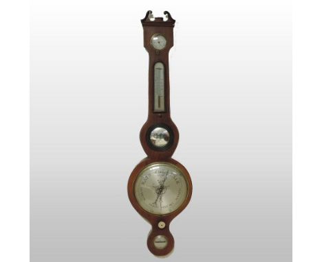A 19th century mahogany cased wheel barometer, the dial signed Vismara, Bury, 97cm high