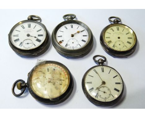 Swiss lever watch for Graves, Sheffield, a chronograph, 'The Ascot', and three other watches, one nickel.  (5)