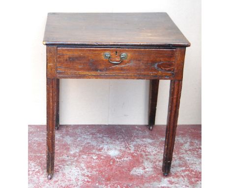 19th century oak side table with single drawer, 75cm high.