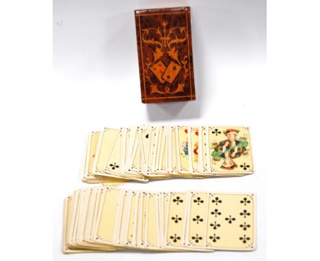 Small marquetry playing card box.