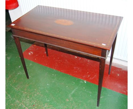 Late Victorian marquetry side table with a single end drawer.