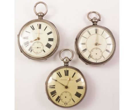 Silver pocket watch by S Lichtenstein Manchester no 13443 Birmingham 1890 and two similar watches   Condition Report   Click 