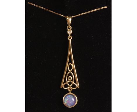 Boulder opal silver-gilt pendant on chain stamped 925   Condition Report   Click here for further images, condition, auction 