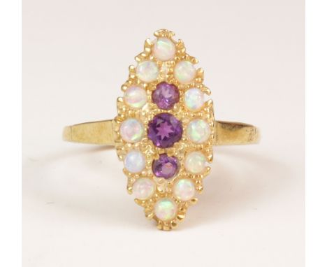 Amethyst and opal gold-plated ring stamped sil   Condition Report   Click here for further images, condition, auction times &