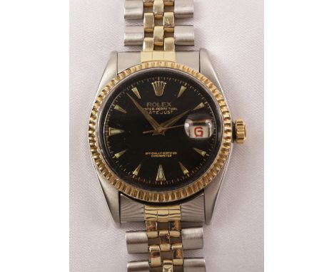 Rolex Oyster Perpetual Datejust officially certified chronometer model 6305 1953 with red date on American Rolex bracelet sta