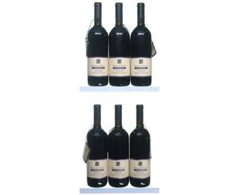 6 bottles Rosso di Greve Bruno di Rocca (Cabernet Sauvignon/Sangiovese) 1989 Tuscany. Vecchie Terre di Montefili Levels base 