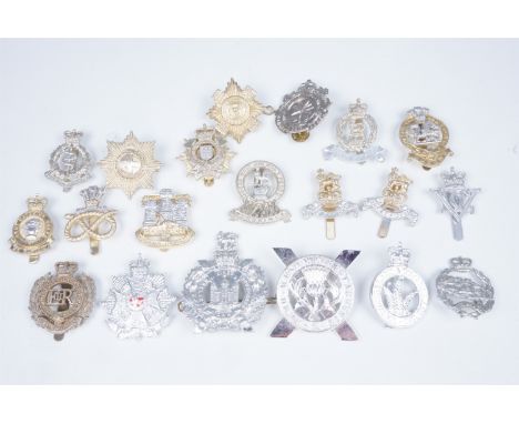 A quantity of British Army Staybrite cap badges, etc