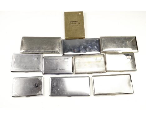 A boxed Sternmil cigarette case, together with a small group of similar vintage electroplate cigarette cases