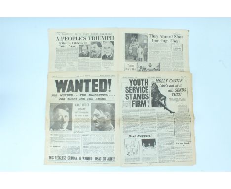 The Daily Mirror, Monday September 4th, 1939 reporting on the first day of World War II, together with a Special Edition of E