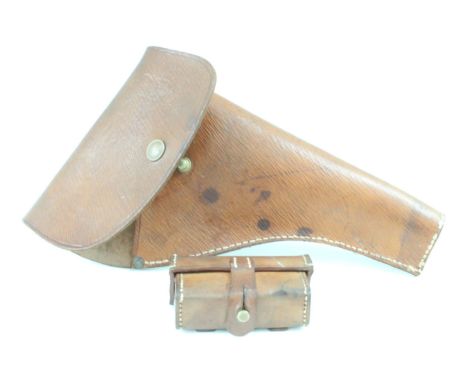 A British 1939 Pattern revolver holster, together with a binoculars filter case