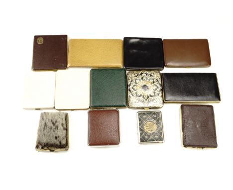A group of vintage leather bound and similar cigarette cases, including two gilt tooled examples etc